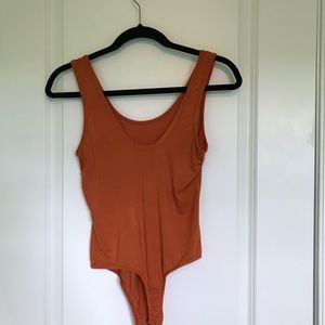 Burnt Orange tank thong leotard, bodysuit